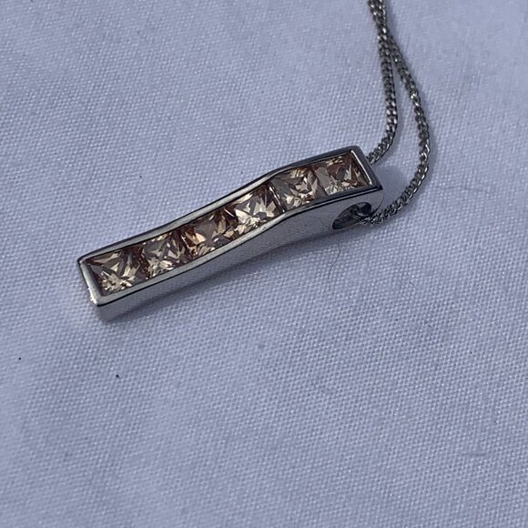 Sterling Silver Women's Necklace With Yellow CZ Pendant, 18" Cable Chain - Picture 12 of 16